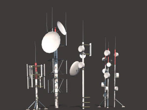 antena de techo baja poli pbr Modelo 3D