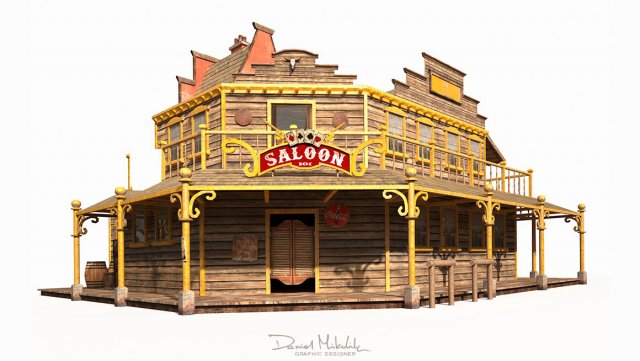 western saloon Modello 3D .c4d .max .obj .3ds .fbx .stl .blend 