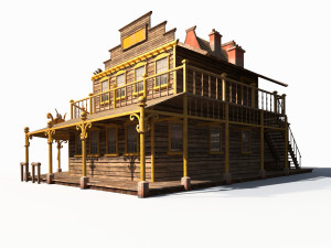 western saloon Modello 3D