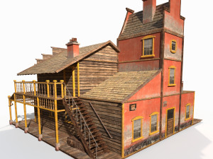 western saloon Modello 3D