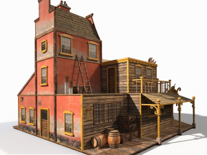 western saloon Modello 3D