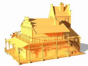 western saloon Modello 3D
