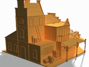 western saloon Modello 3D