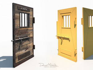 3d western prison jail door low poly pbr 3D Модель