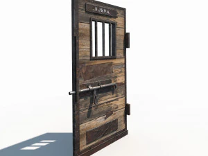 3d western prison jail door low poly pbr 3D Model