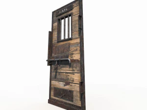 3d western prison jail door low poly pbr 3D Model