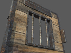 3d western prison jail door low poly pbr 3D Model
