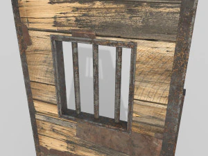 3d western prison jail door low poly pbr 3D Model