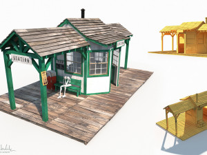 western train station low poly 3D Model