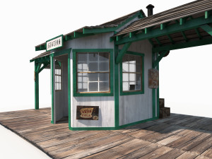 western train station low poly 3D Model