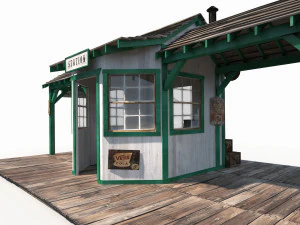 western train station low poly 3D Model