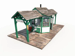 western train station low poly 3D Model