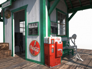 western train station low poly 3D Model