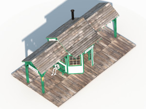 western train station low poly 3D Model