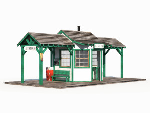 western train station low poly 3D Model