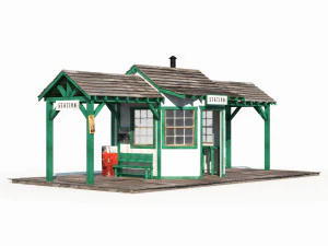 western train station low poly 3D Model