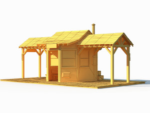 western train station low poly 3D Model