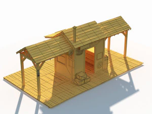western train station low poly 3D Model