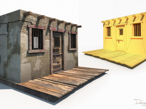 3d western jail low poly model 3D Model