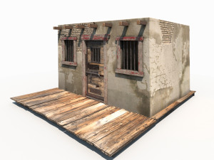 3d western jail low poly model 3D Модель