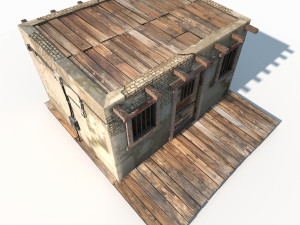 3d western jail low poly model 3D Модель