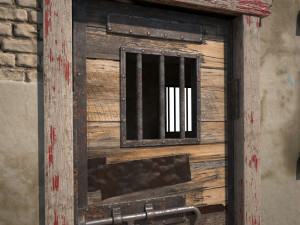 3d western jail low poly model 3D Модель