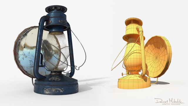 old oil lamp pbr low poly 3Dモデル .c4d .max .obj .3ds .fbx .stl .blend 