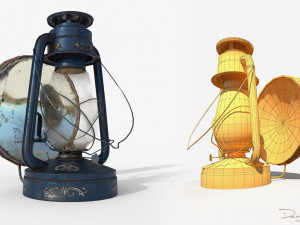 old oil lamp pbr low poly 3D मॉडल