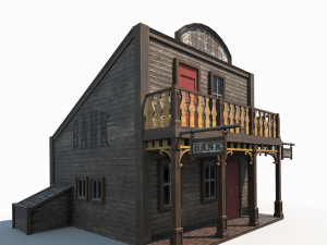 western bank low poly pbr Modello 3D