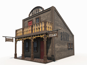 western bank low poly pbr Modello 3D