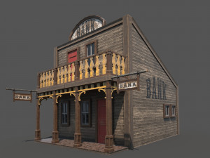 western bank low poly pbr Modello 3D