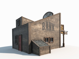western bank low poly pbr Modello 3D