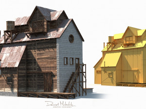 old factory barn low poly 3Dモデル