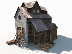 old factory barn low poly 3Dモデル