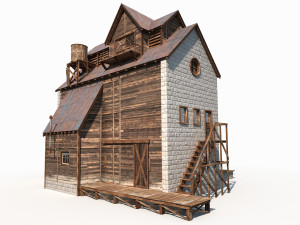 old factory barn low poly 3Dモデル