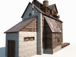 old factory barn low poly 3Dモデル
