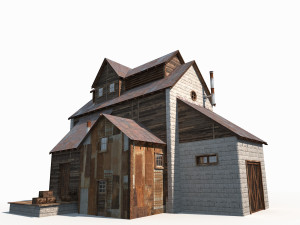 old factory barn low poly 3Dモデル