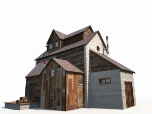 old factory barn low poly 3D Model