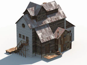 old factory barn low poly 3D Model