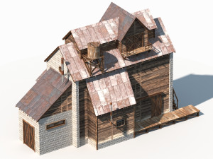 old factory barn low poly 3Dモデル