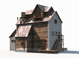 old factory barn low poly 3Dモデル