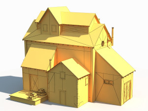 old factory barn low poly 3Dモデル