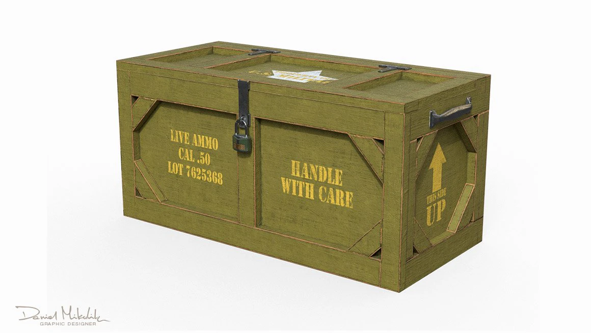 wooden military case pbr 3D Model .c4d .max .obj .3ds .fbx .stl .blend 