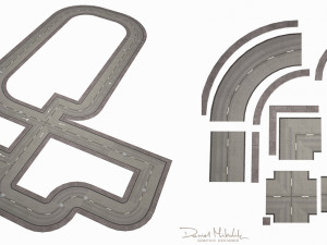 road modules pbr pack 3D Model