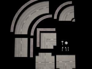 road modules pbr pack 3Dモデル