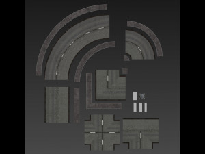 road modules pbr pack 3Dモデル