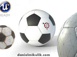 bola de futebol nova e velha pbr Modelo 3D