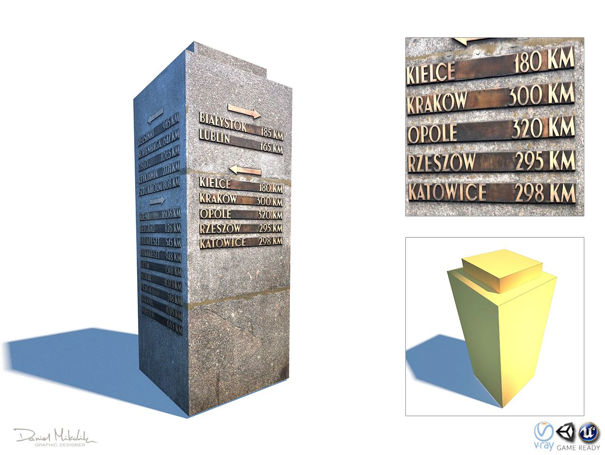 travel sign monument 3D Model .c4d .max .obj .3ds .fbx .stl .blend