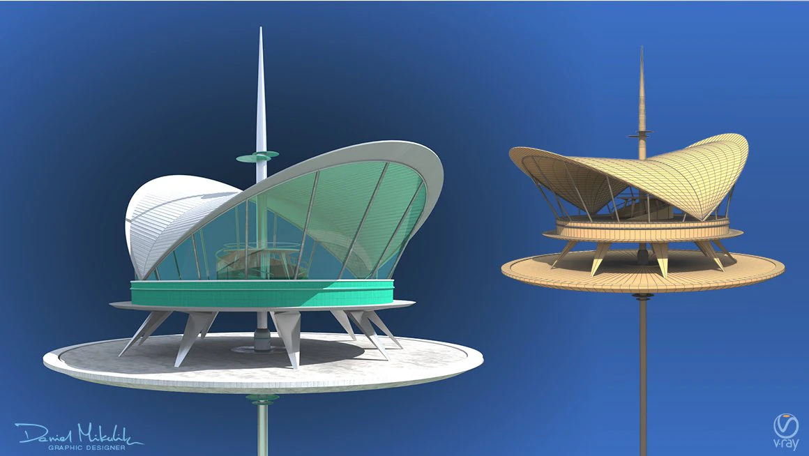 futuristic architecture skyscraper 01 3D Model .c4d .max .obj .3ds .fbx .stl .blend
