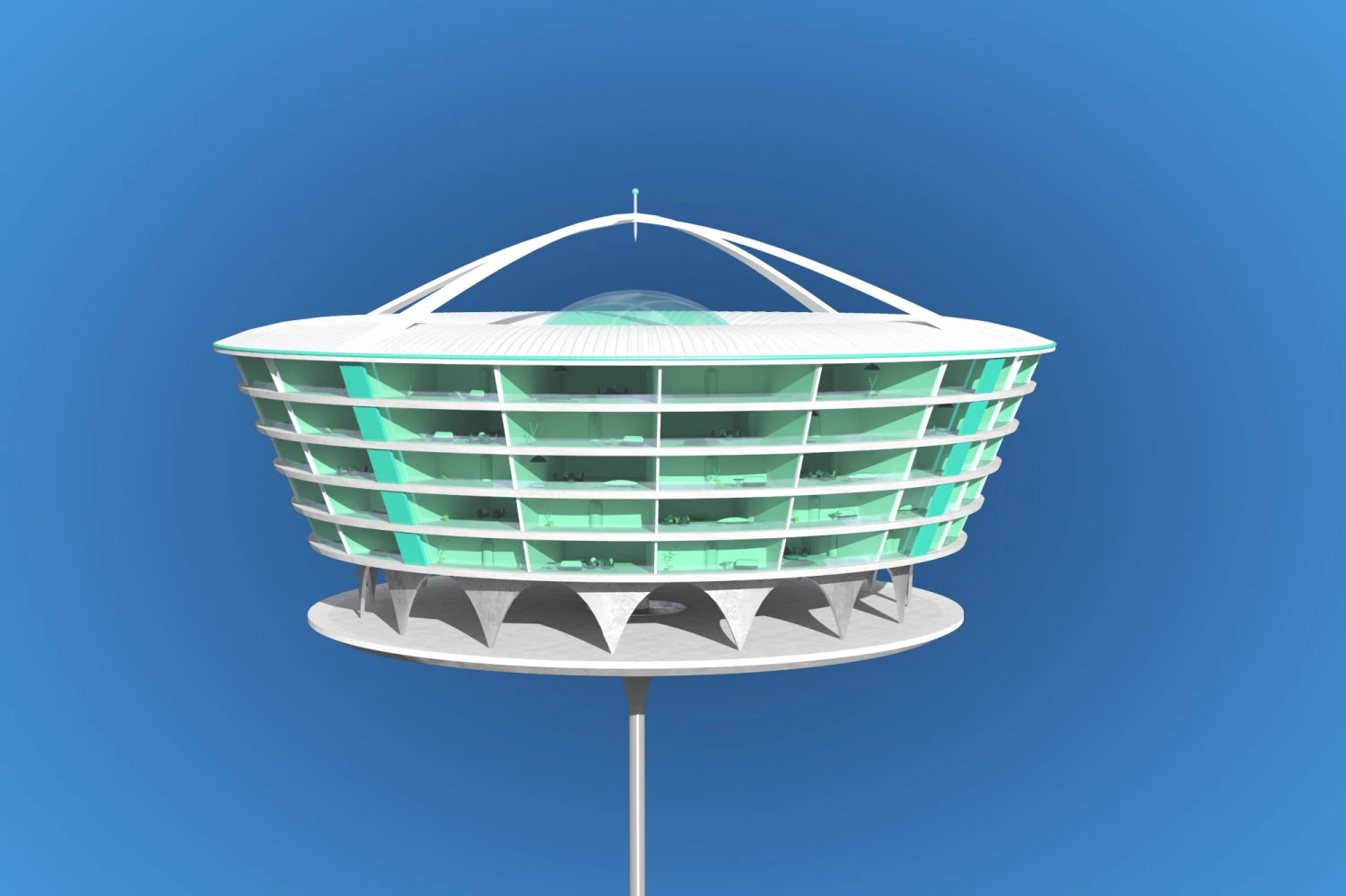 futuristic architecture skyscraper 02 3D Model .c4d .max .obj .3ds .fbx .stl .blend